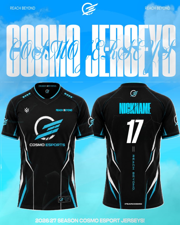 Cosmo eSports 2026/27 season jersey, front and back